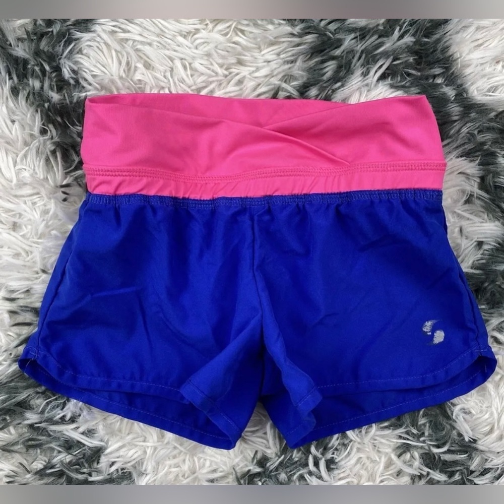 Soffe Children's Girls Low Rise Running Shorts Size (7) Small Blue Pink